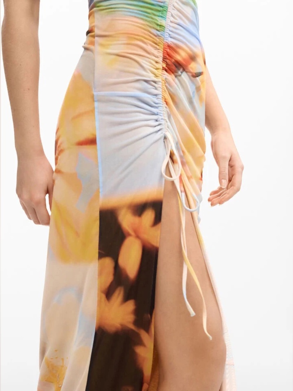 Desigual Multicolor Floral Ruched-Back Sleeveless Maxi Dress